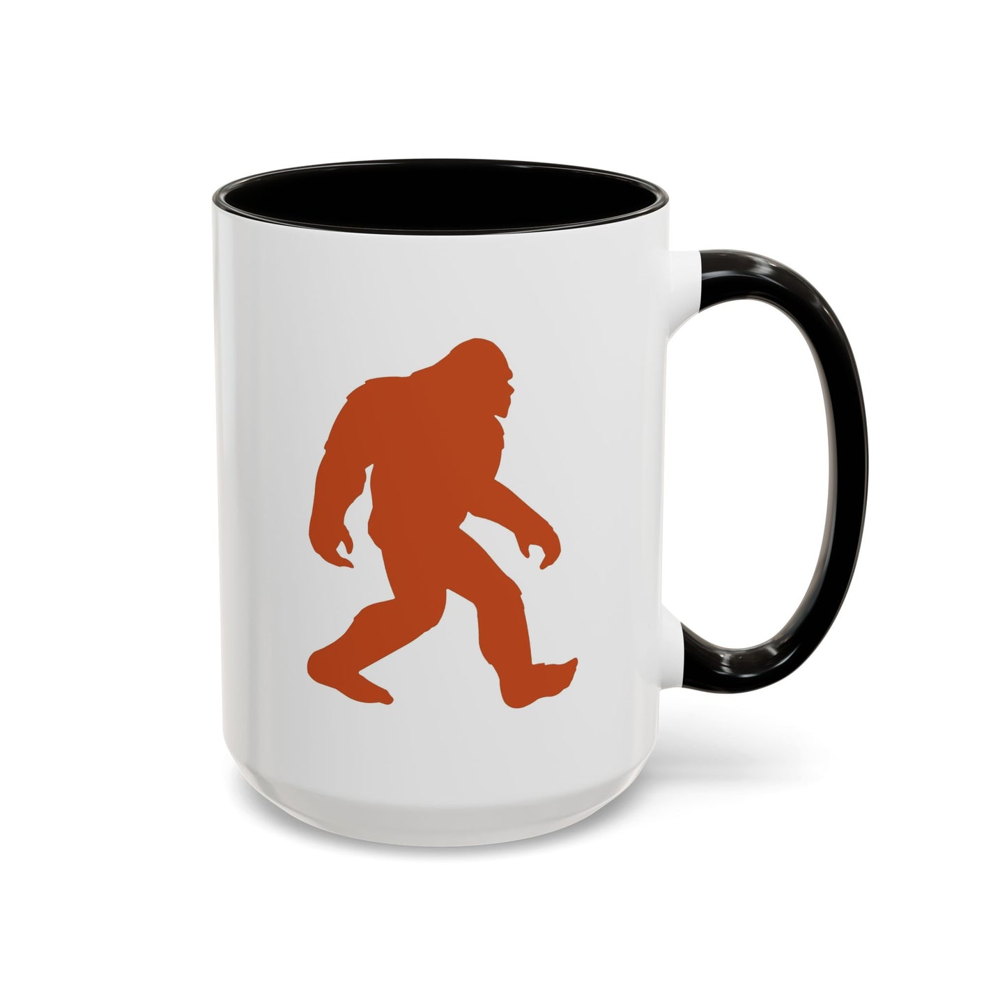 Sasquatch Silhouette Coffee Mug — Retro Orange Bigfoot Camper Design (11oz/15oz)