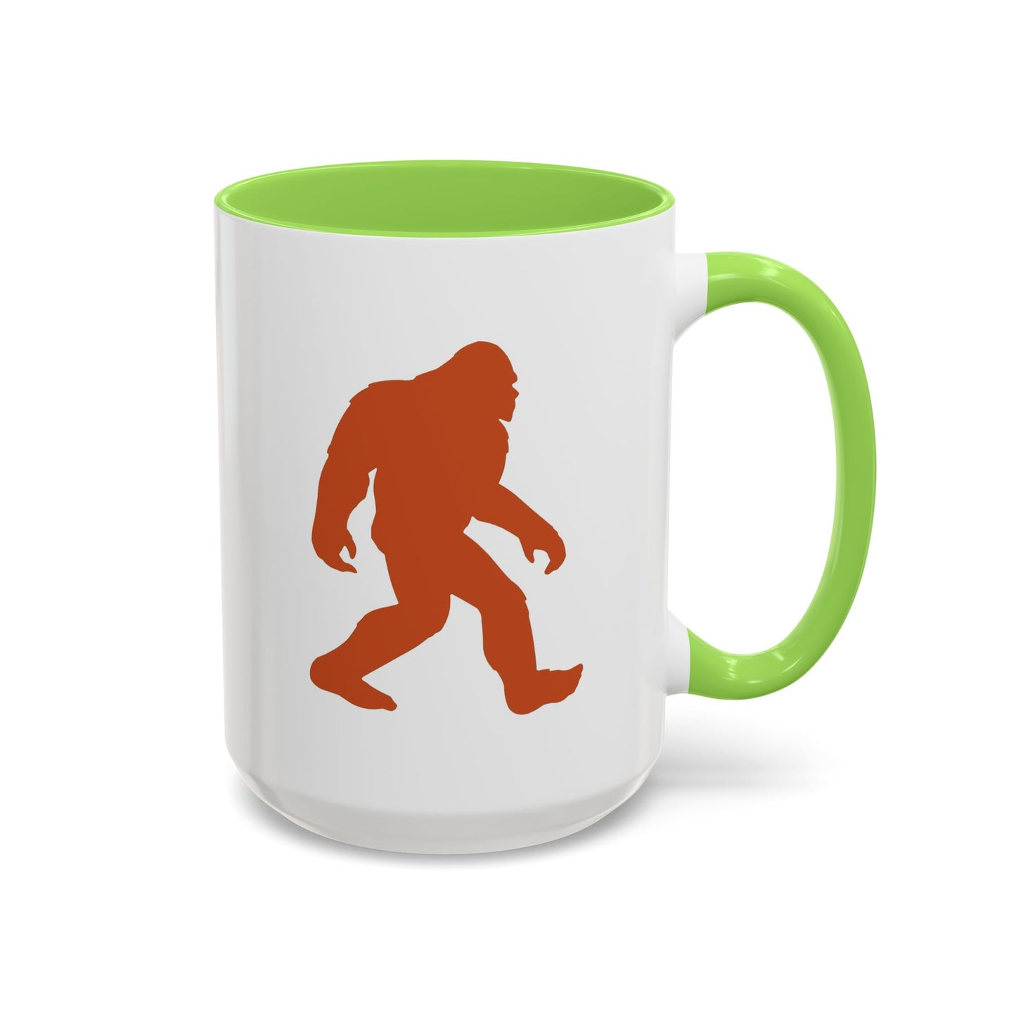 Sasquatch Silhouette Coffee Mug — Retro Orange Bigfoot Camper Design (11oz/15oz)
