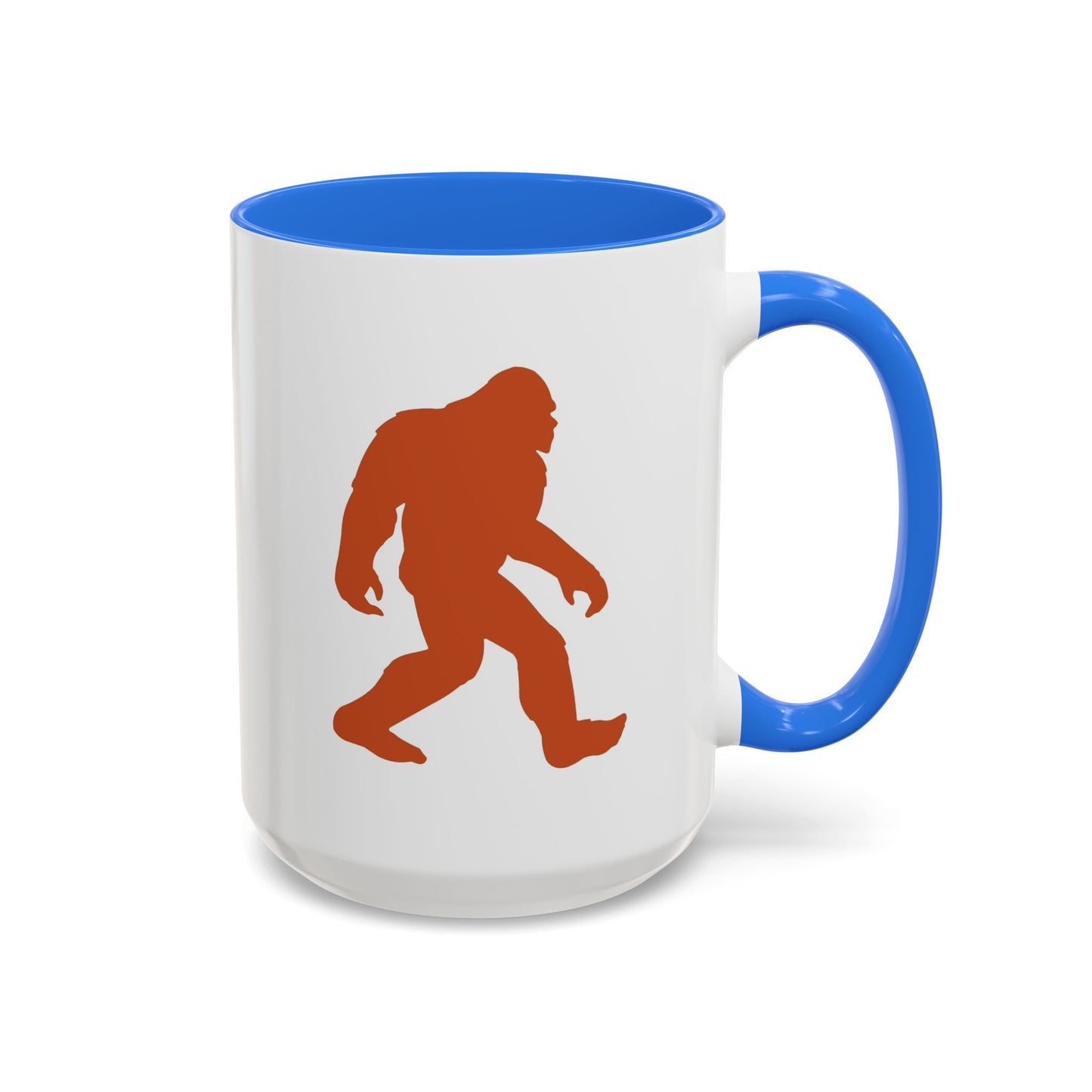 Sasquatch Silhouette Coffee Mug — Retro Orange Bigfoot Camper Design (11oz/15oz)