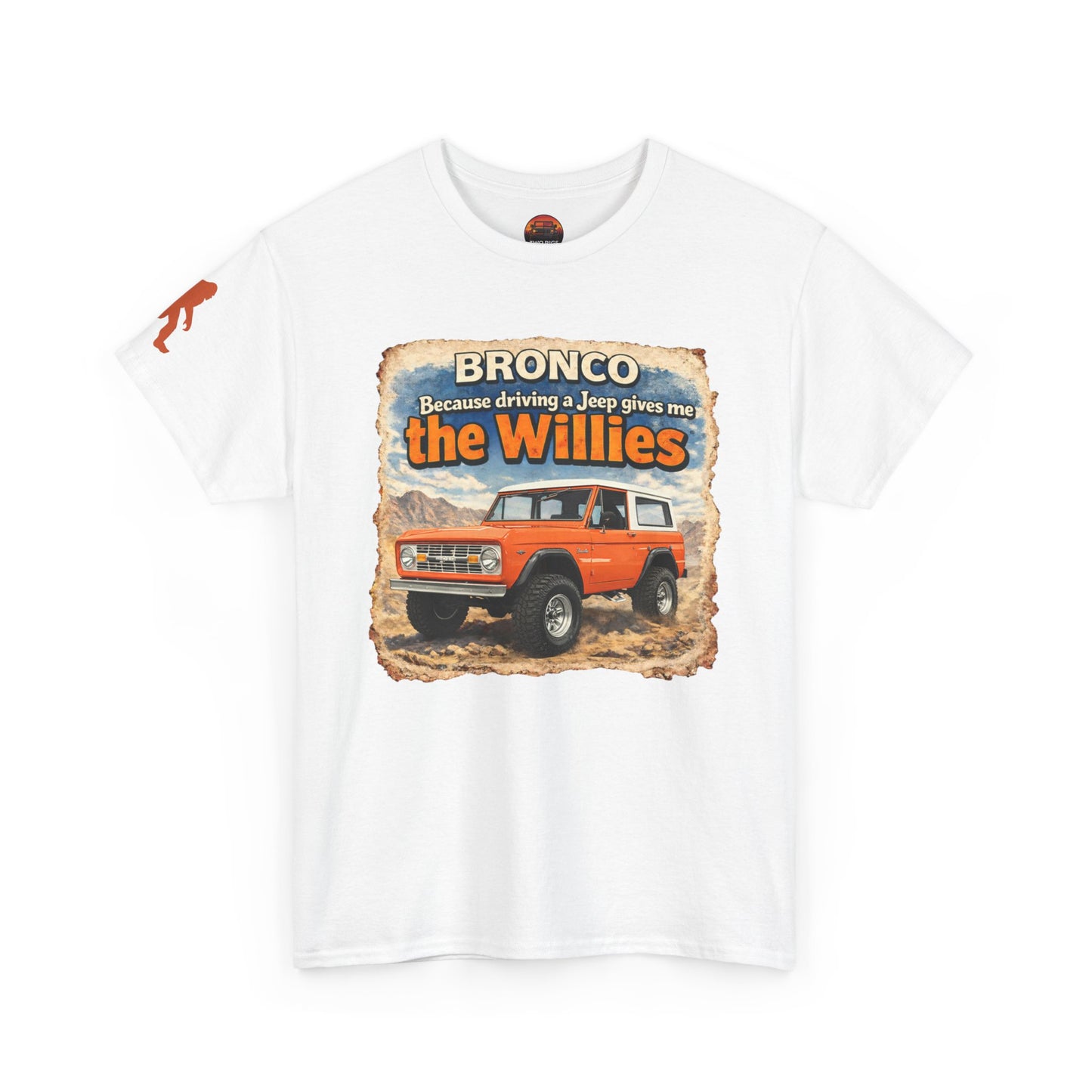 66-776 Ford Bronco apparel tee front view white “Willies” off-road t-shirt
