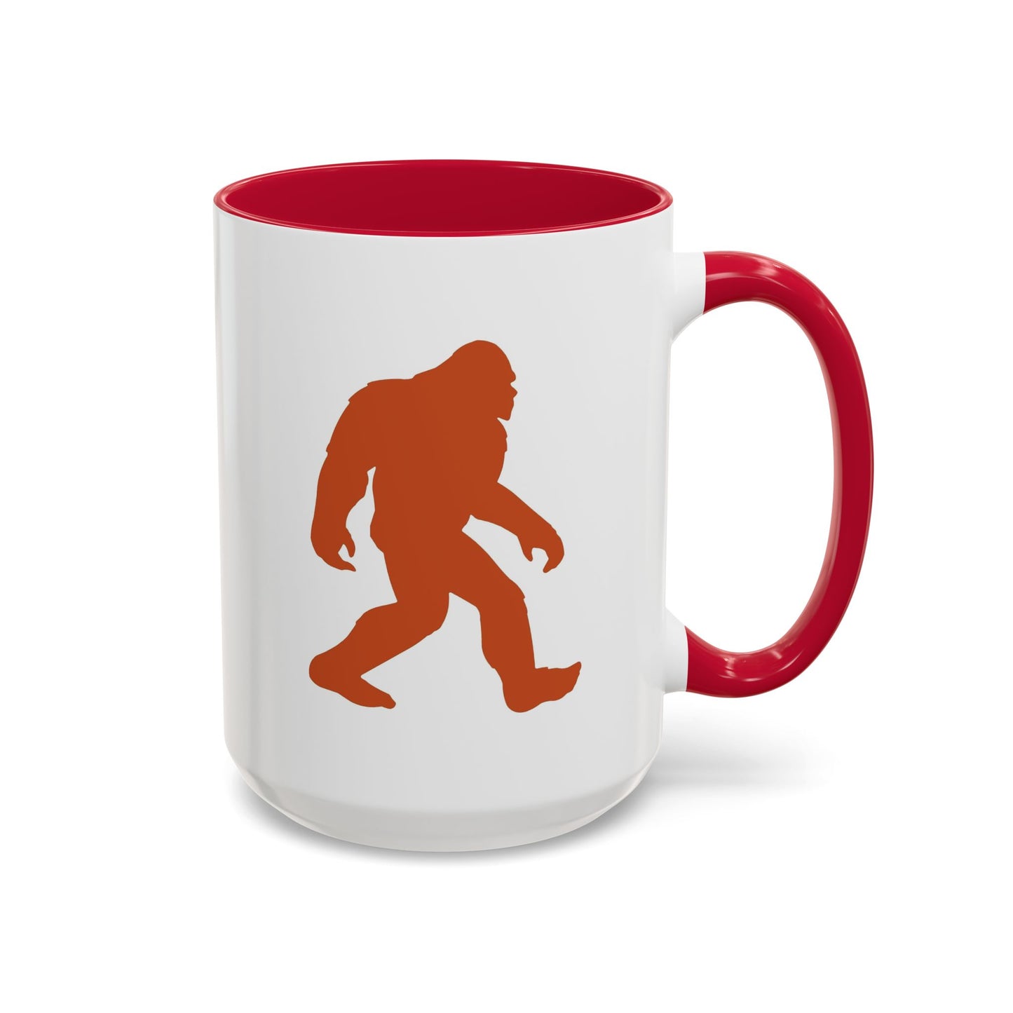 Sasquatch Silhouette Coffee Mug — Retro Orange Bigfoot Camper Design (11oz/15oz)