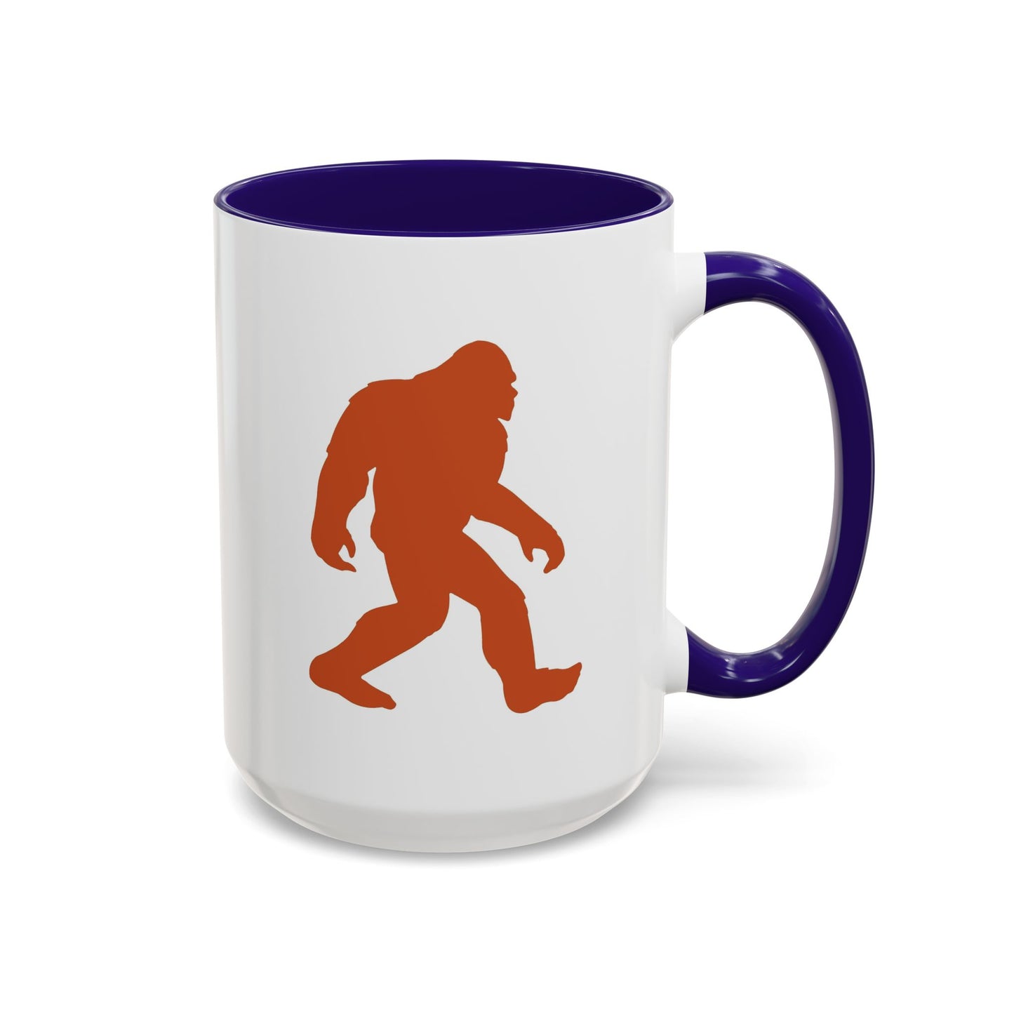 Sasquatch Silhouette Coffee Mug — Retro Orange Bigfoot Camper Design (11oz/15oz)