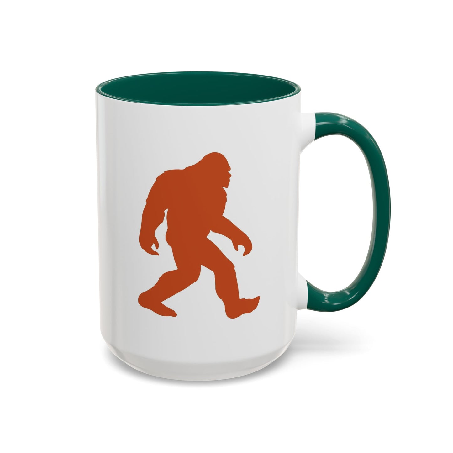 Sasquatch Silhouette Coffee Mug — Retro Orange Bigfoot Camper Design (11oz/15oz)