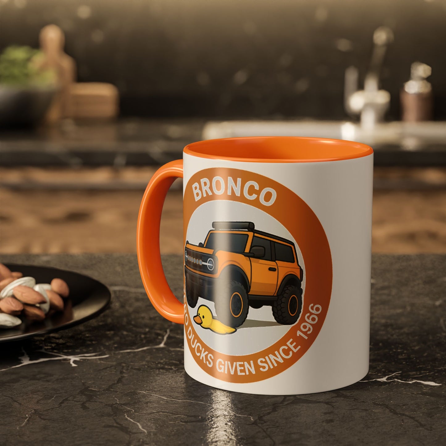 Sasquatch Silhouette Coffee Mug — Retro Orange Bigfoot Camper Design (11oz/15oz)