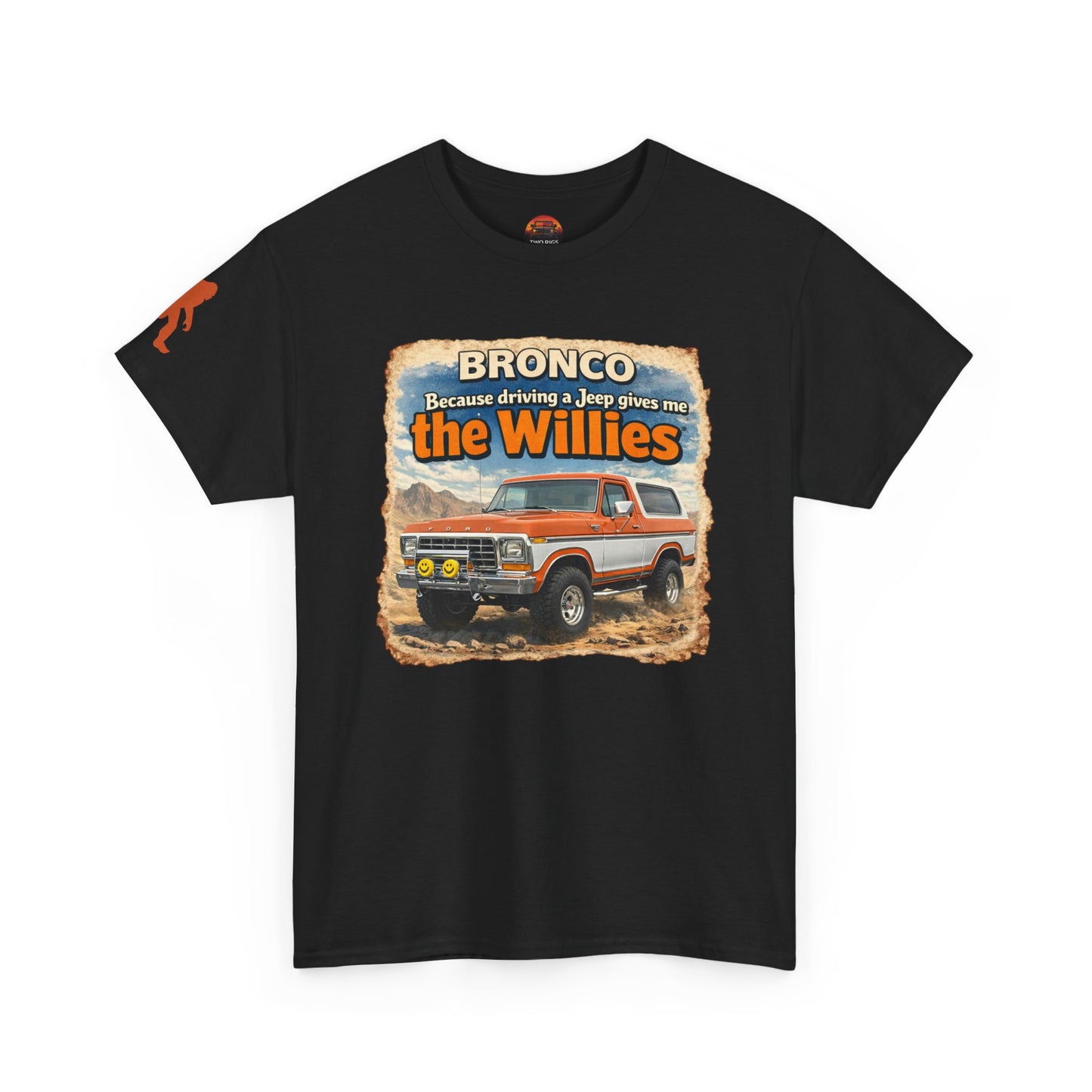 1978-1979 Ford Bronco apparel tee front view black “Willies” off-road t-shirt