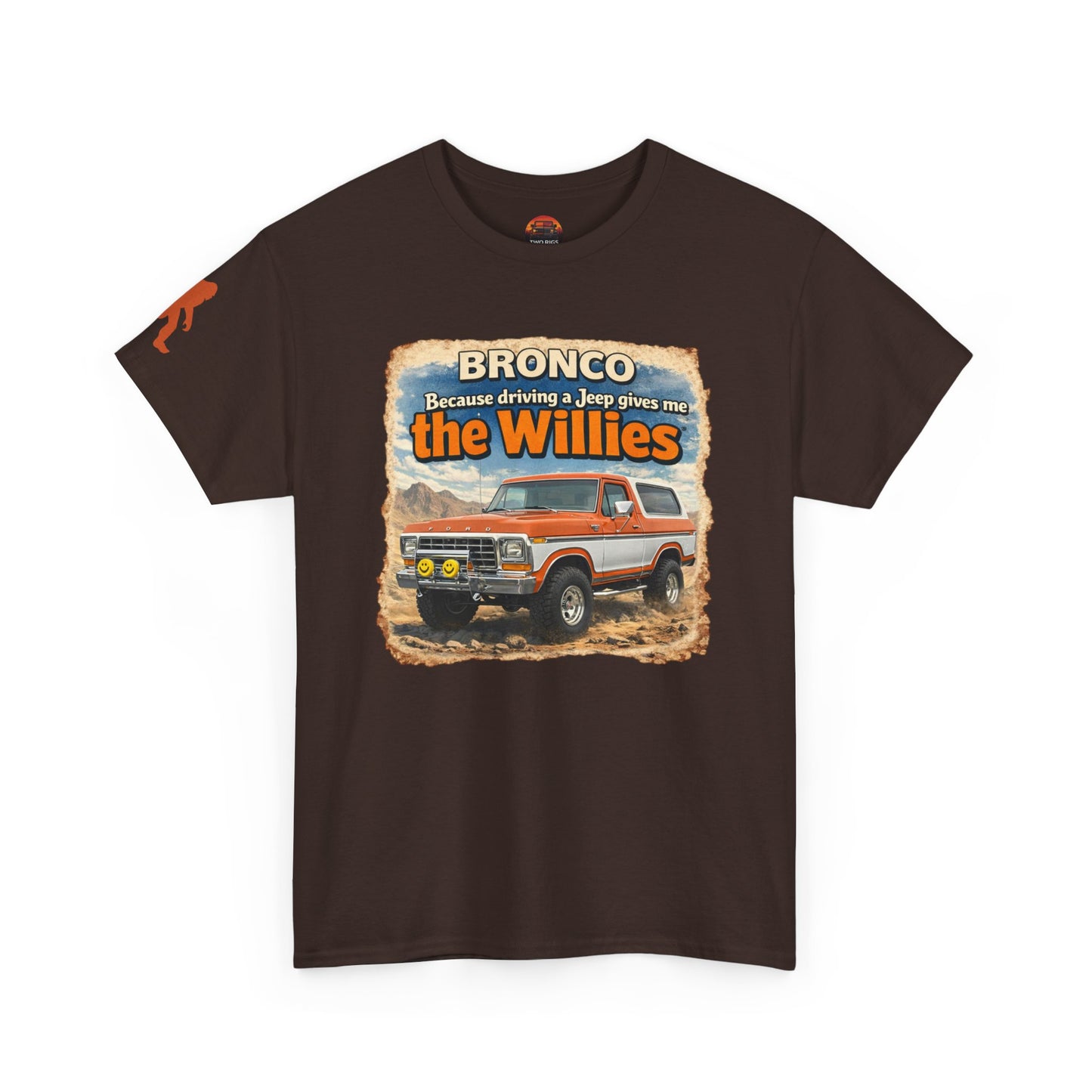1978-1979 Ford Bronco apparel tee front view brown “Willies” off-road t-shirt