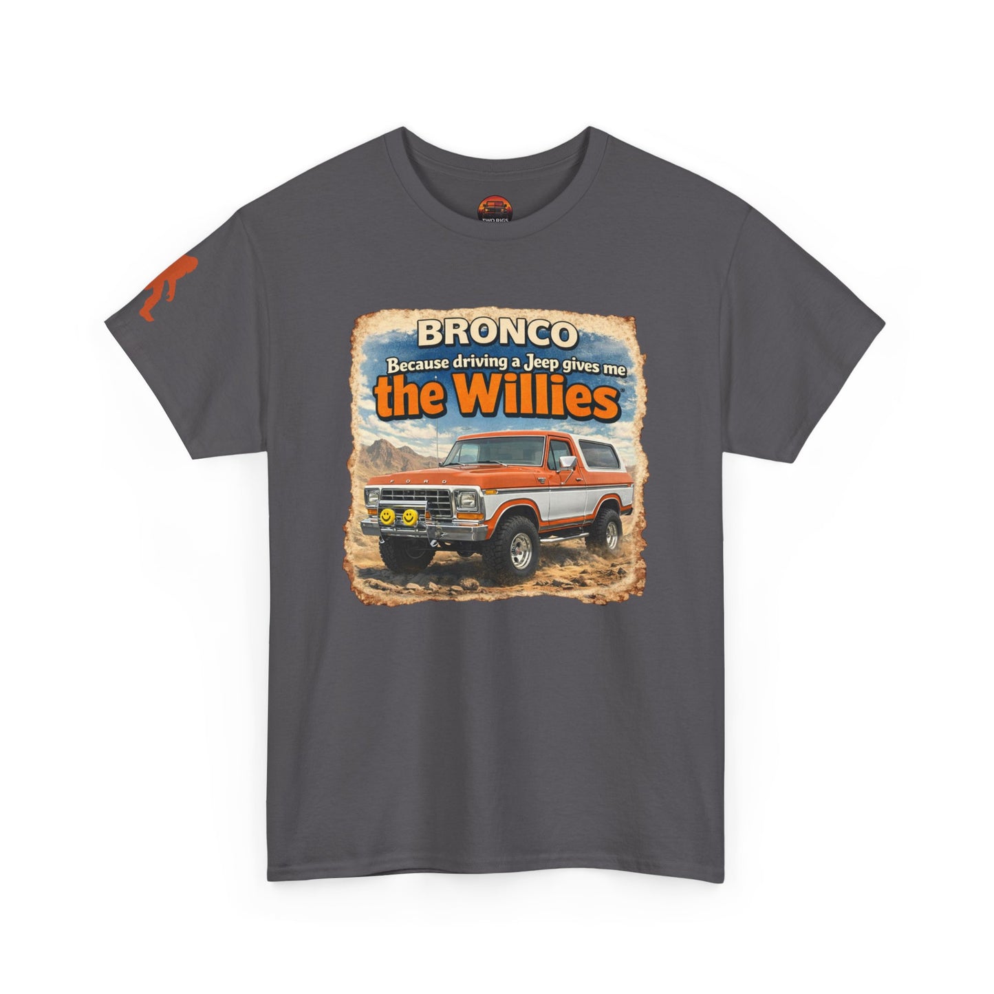 1978-1979 Ford Bronco apparel tee front view charcoal “Willies” off-road t-shirt
