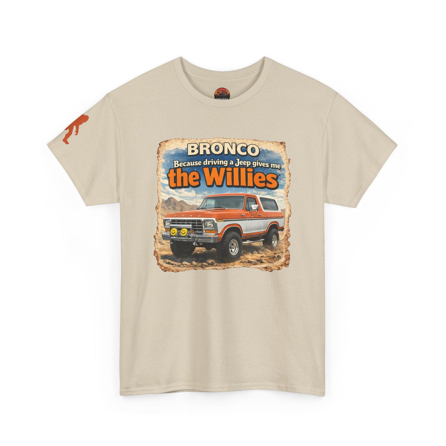 1978-1979 Ford Bronco apparel tee front view sand “Willies” off-road t-shirt