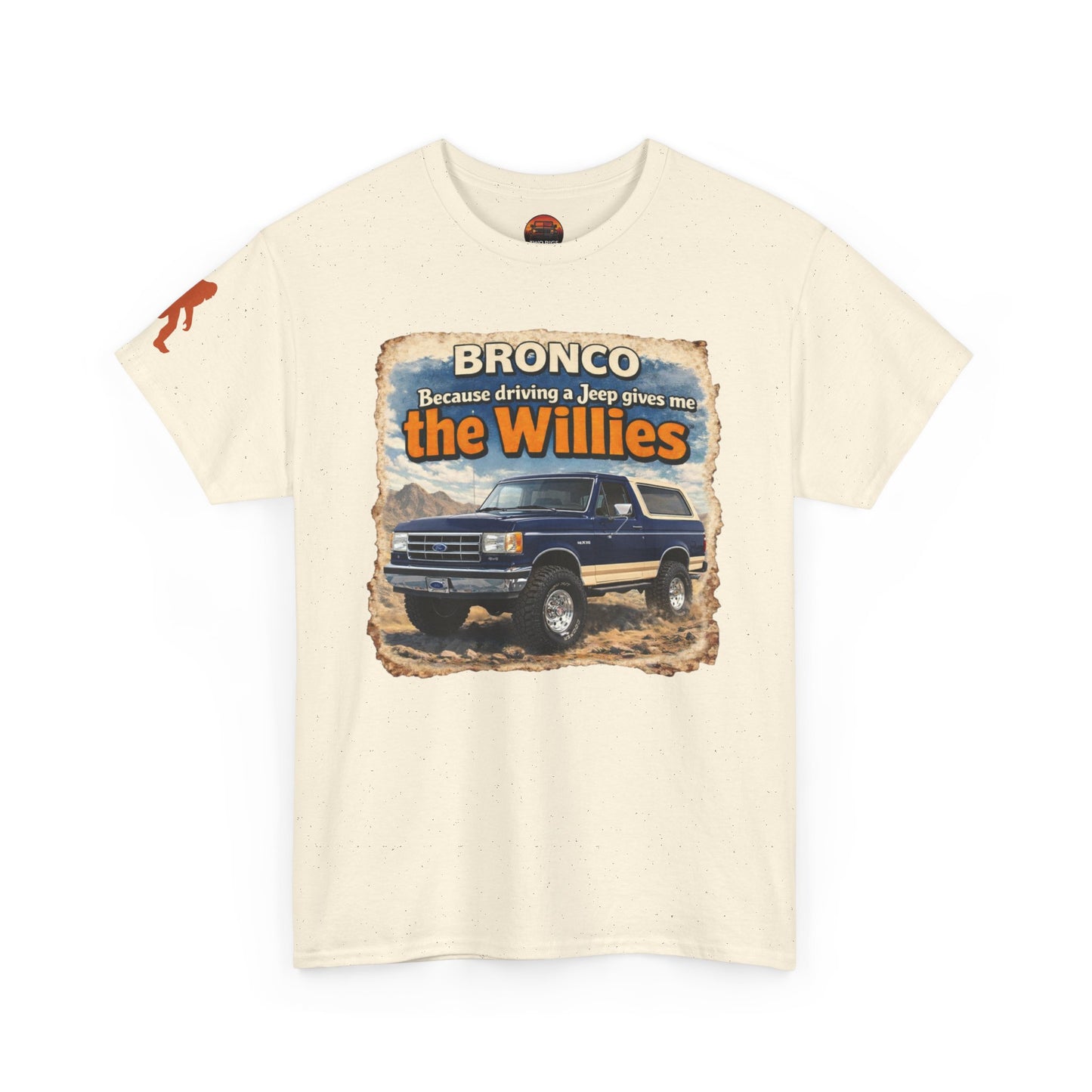 1987-1991 Ford Bronco apparel tee front view natural “Willies” off-road t-shirt