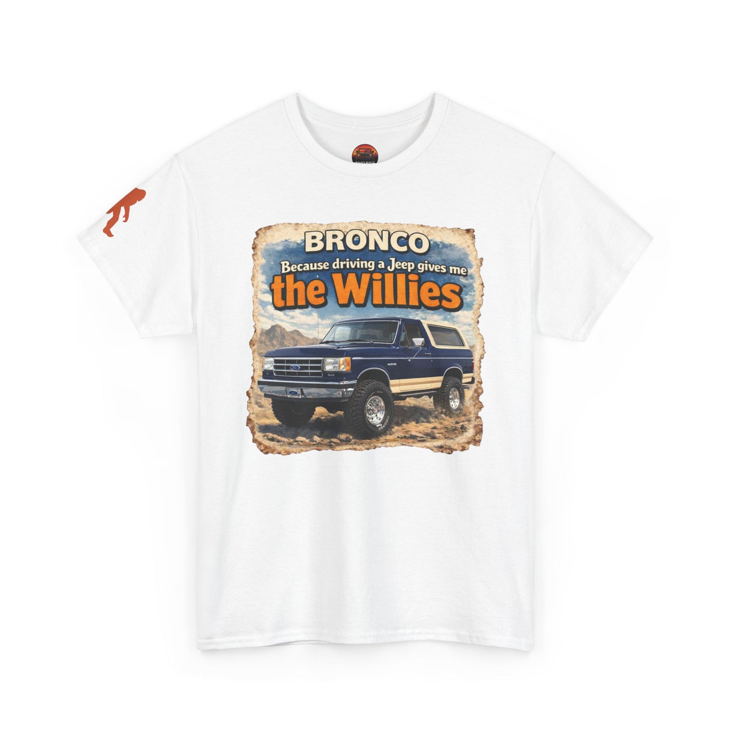 1987-1991Ford Bronco apparel tee front view white “Willies” off-road t-shirt