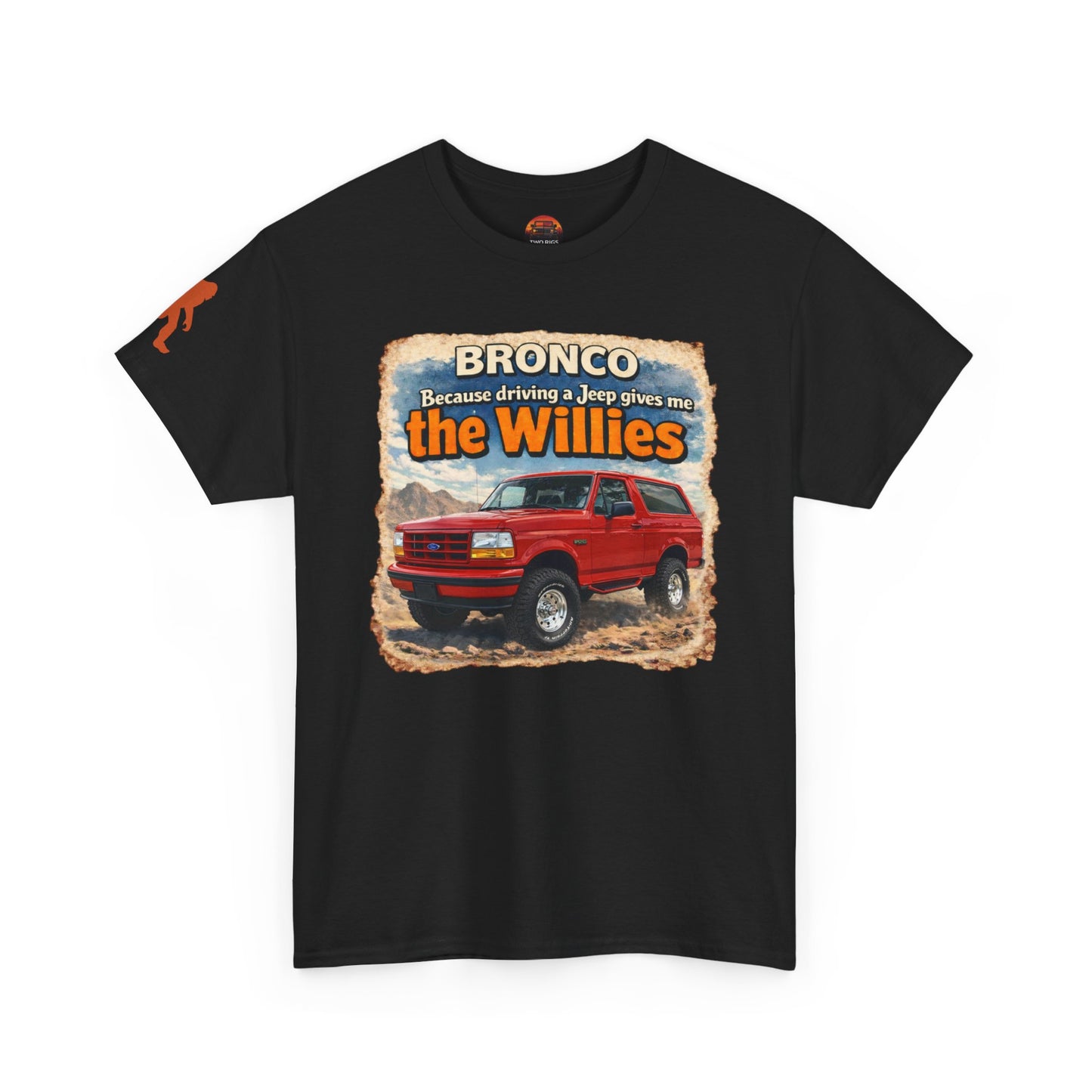 1992-1996 Ford Bronco apparel tee front view black “Willies” off-road t-shirt