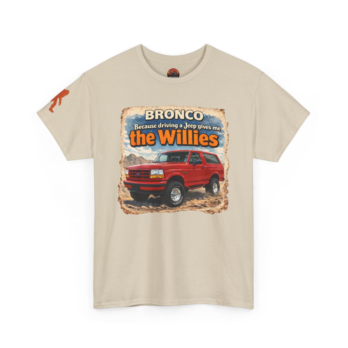 1992-1996 Ford Bronco apparel tee front view sand “Willies” off-road t-shirt