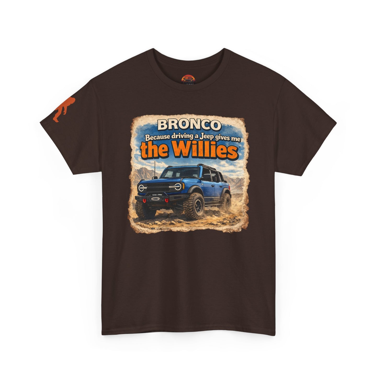 2021-Current Ford Bronco apparel tee front view brown “Willies” off-road t-shirt