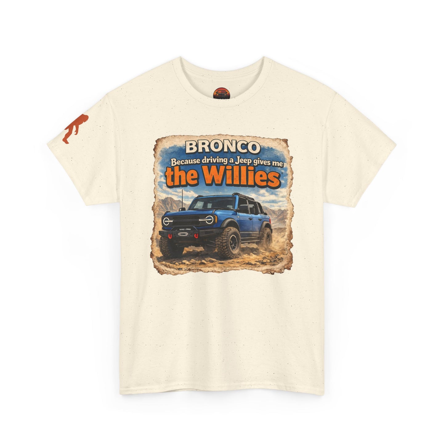 2021-Current Ford Bronco apparel tee front view natural “Willies” off-road t-shirt