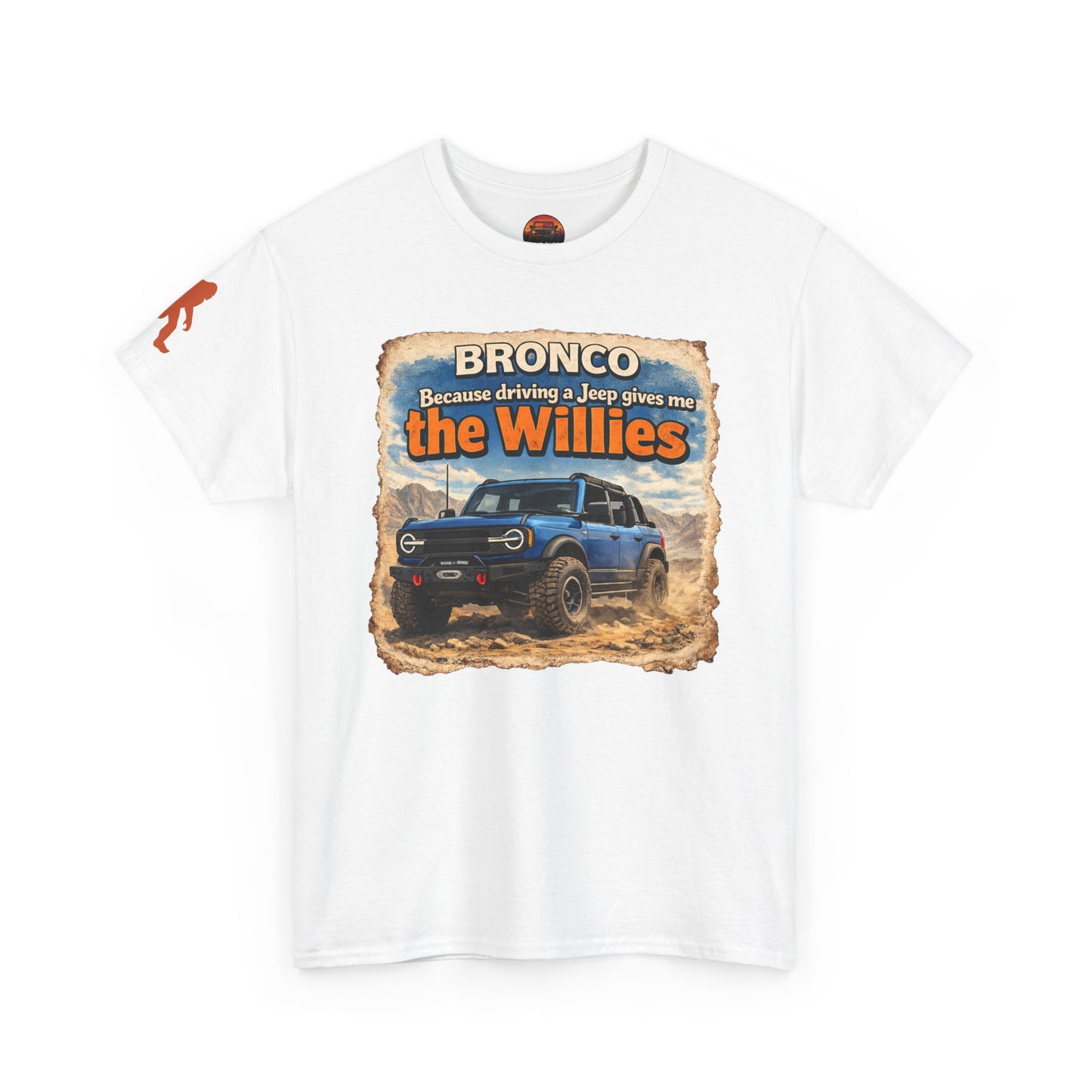 2021-Current Ford Bronco apparel tee front view white “Willies” off-road t-shirt