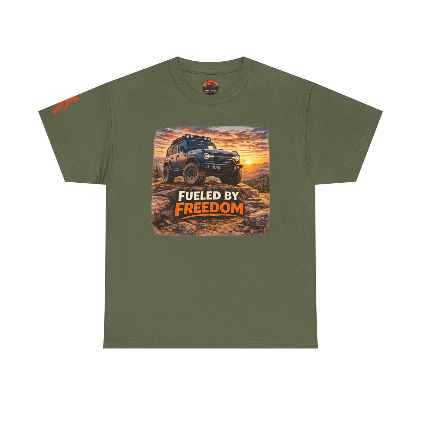 Bronco Apparel Fueled by Freedom OD Green Tee Front
