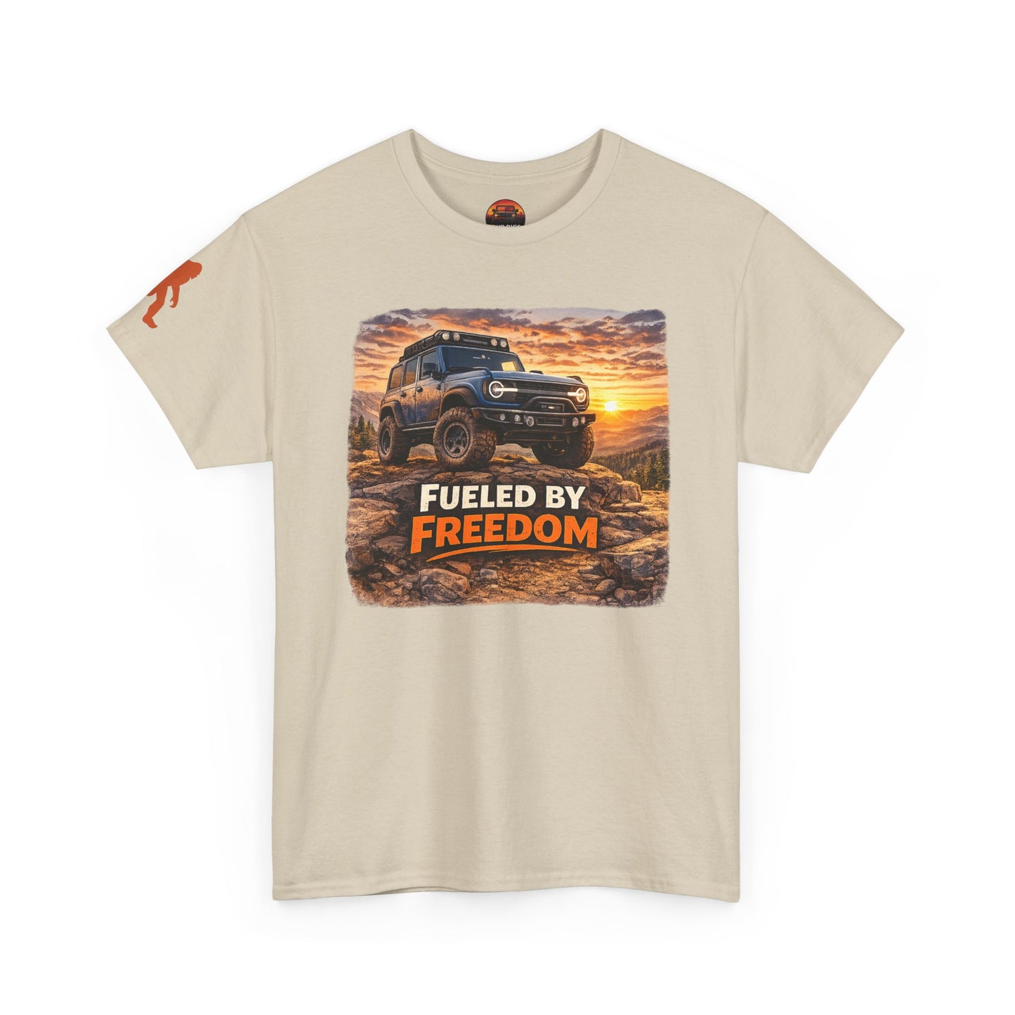 Bronco Apparel Fueled by Freedom Sand Tee Front