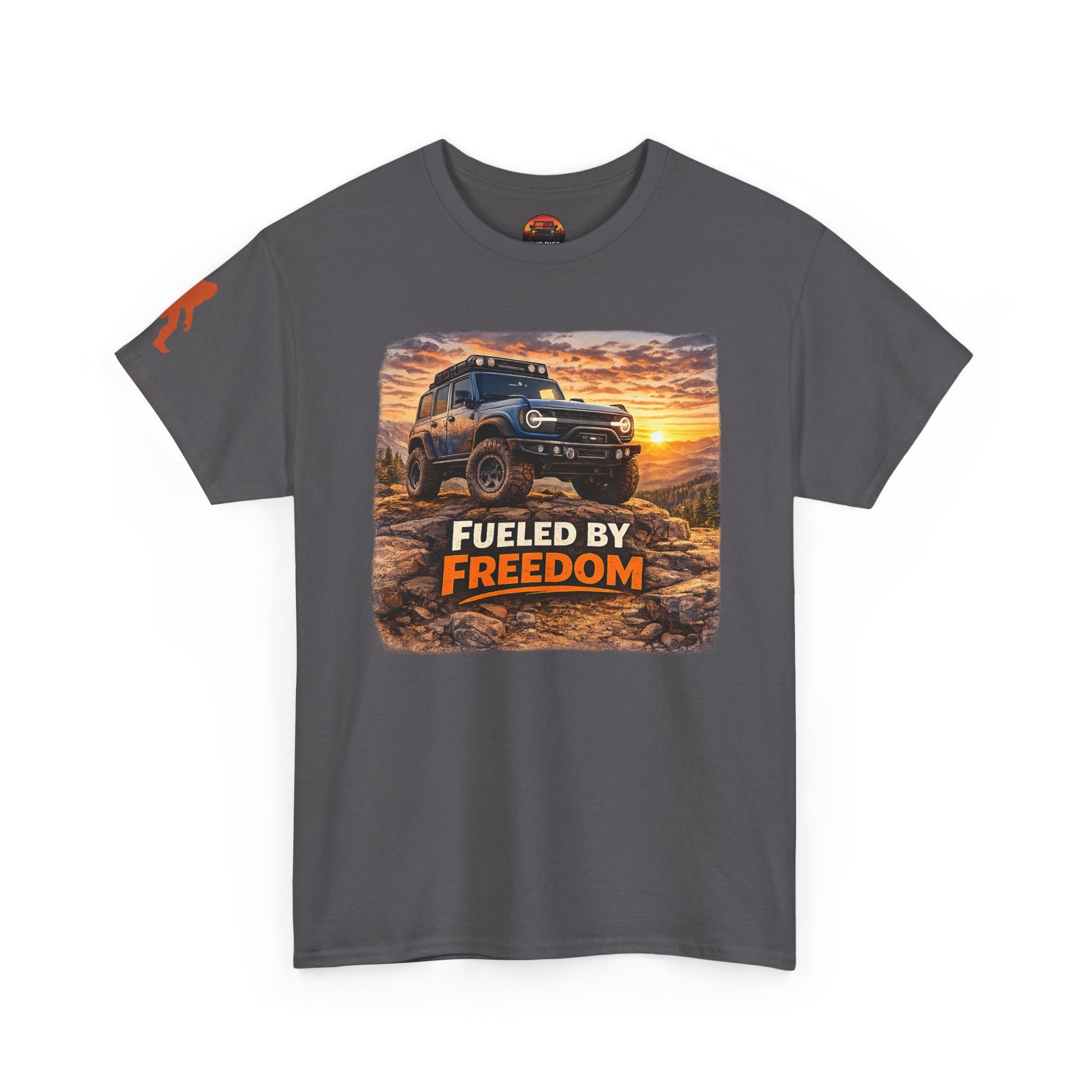 Bronco Apparel Fueled by Freedom Charcoal Tee Front