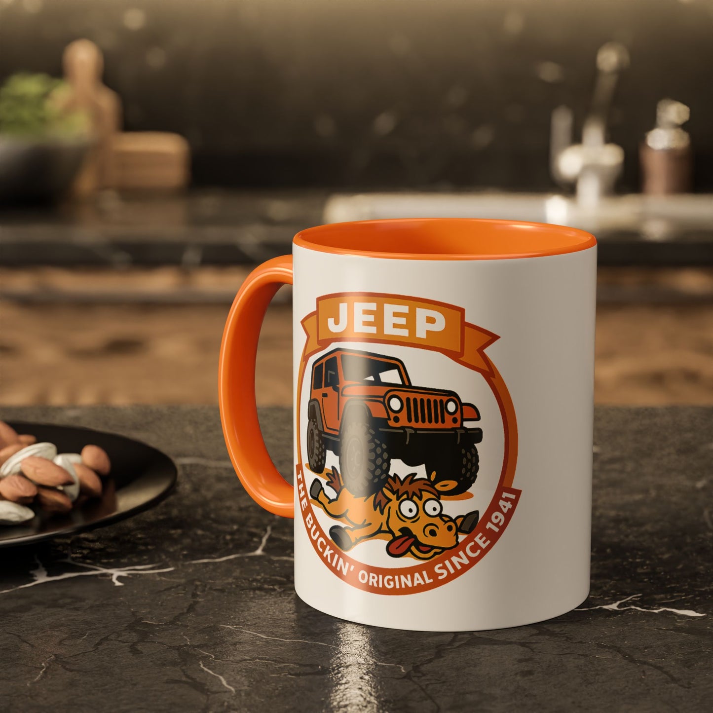 American Flag Orange Jeep Coffee Mug (11oz/15oz)