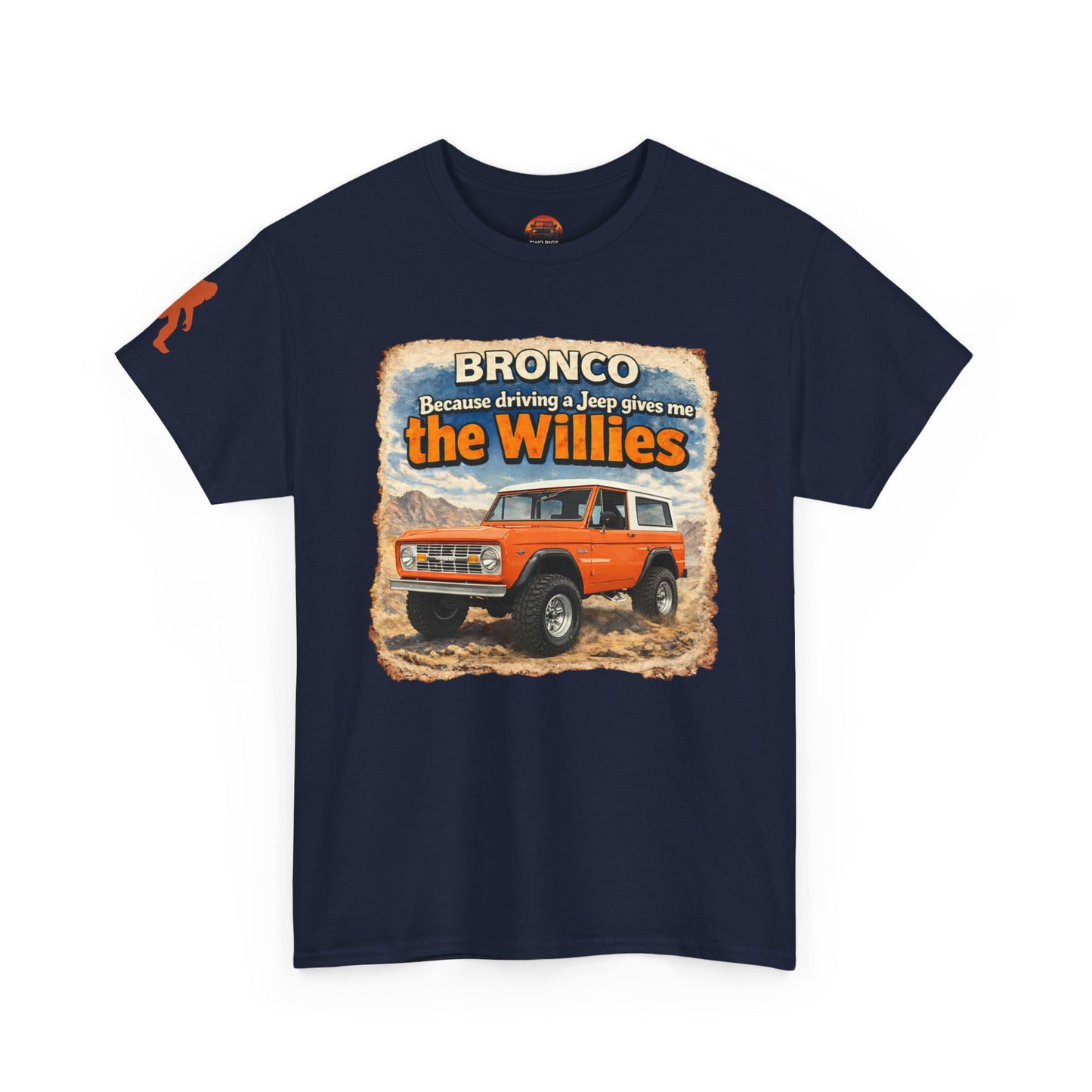 66-77 Bronco Apparel Tee Front "Willies" Navy Blue