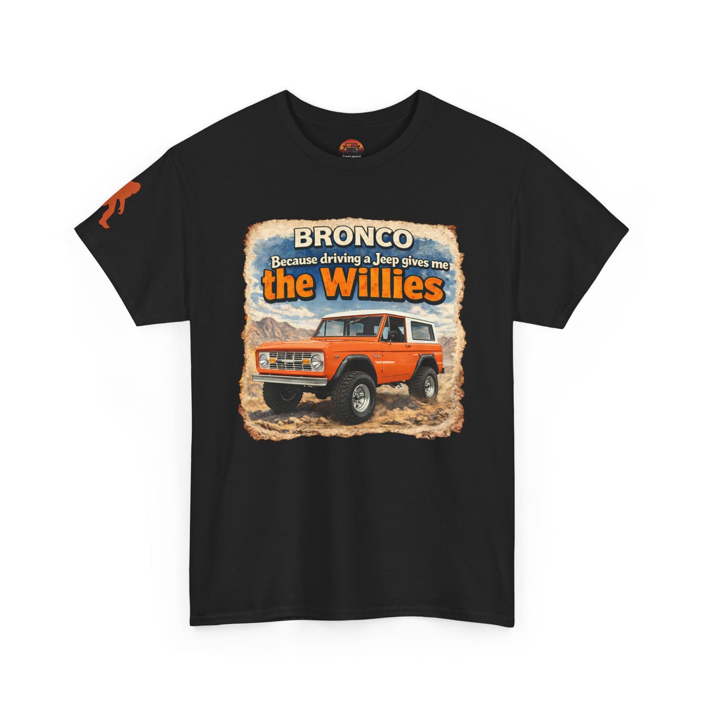 66-77 Ford Bronco apparel tee front view black "Willies” off-road t-shirt