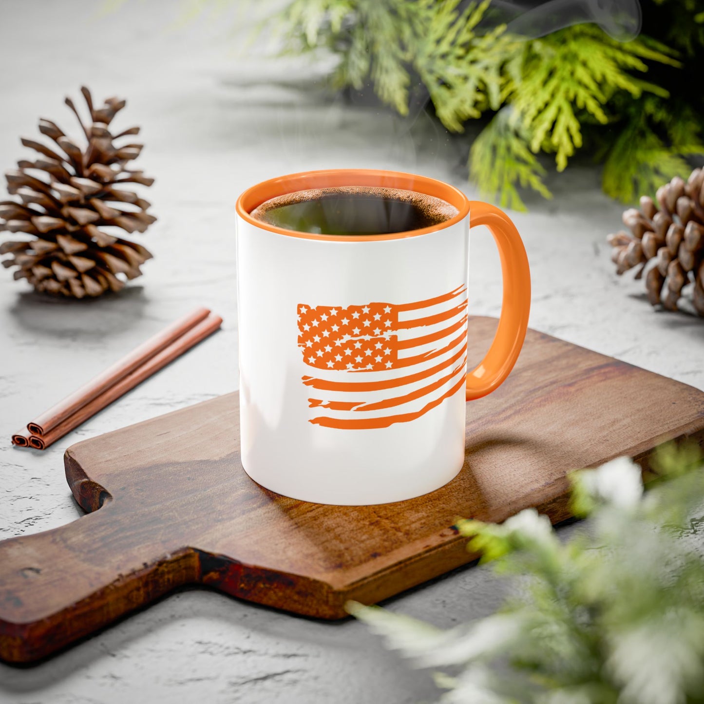 American Flag Orange Jeep Coffee Mug (11oz/15oz)
